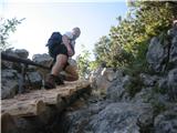 Jezersko-Češka koča-Grintovec Lesene stopnice na poti proti Češki koči